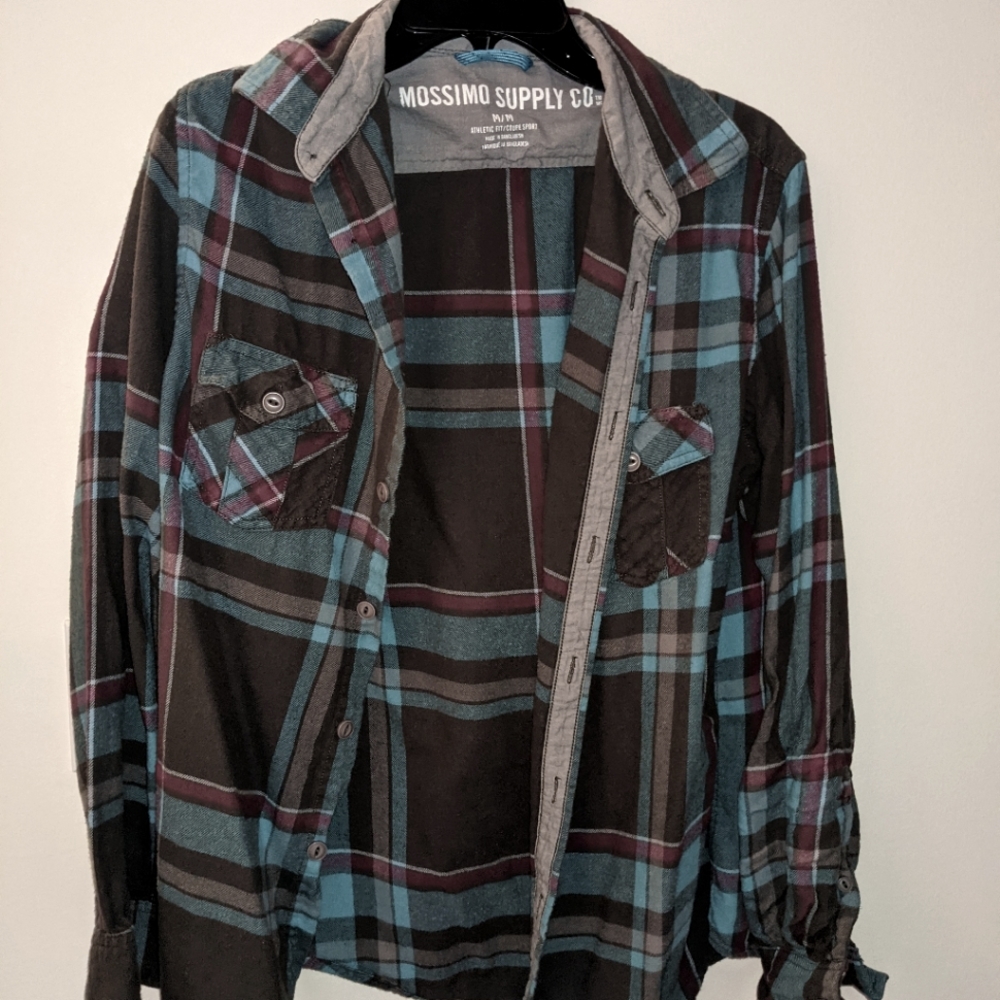 Target grey, blue, and purple flannel
